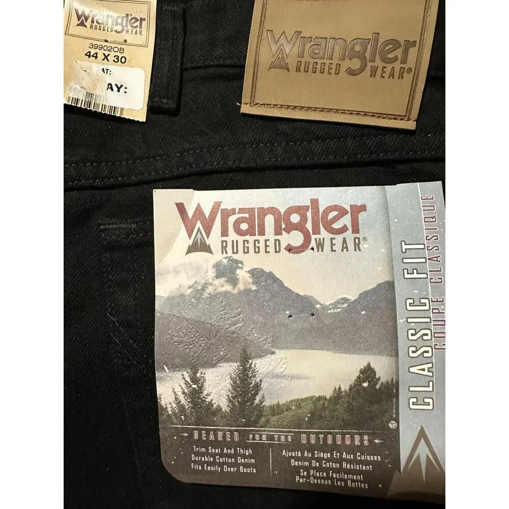 Wrangler Rugged Wear Classic Fit Jeans, Men's, Black, Size 44x30, NWT